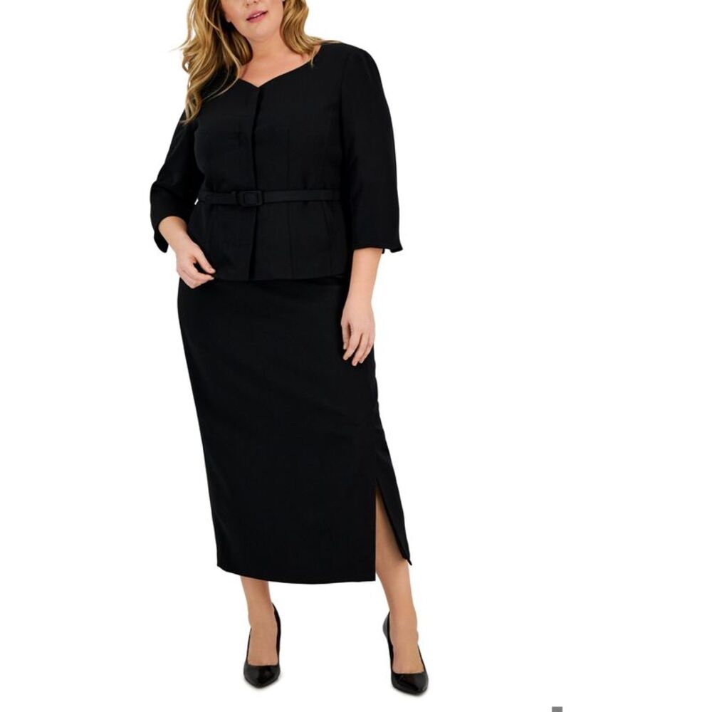 Le Suit Womens Plus Size Solid Skirt Suit, NWT